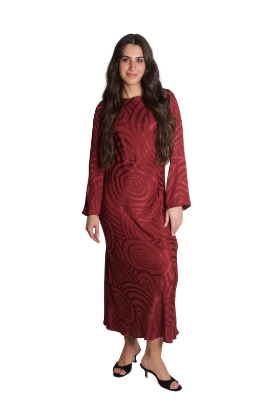 Alondra Dress in Whirlpool Merlot