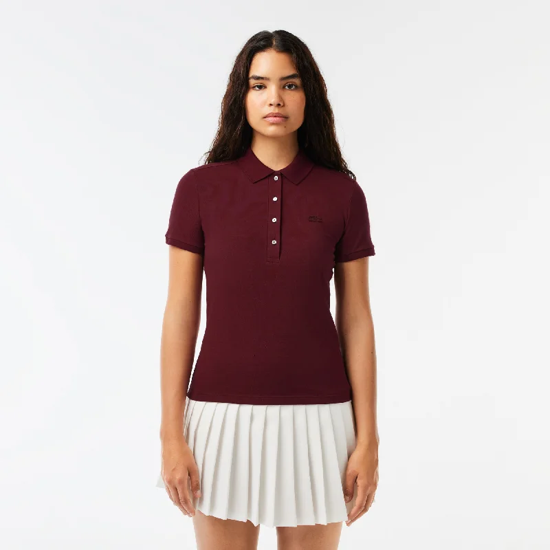 Women's Lacoste Slim fit Stretch Cotton Piqué Polo Shirt Bordeaux