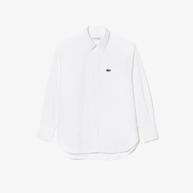 Women's Oversized Shirt with Breast Pocket White