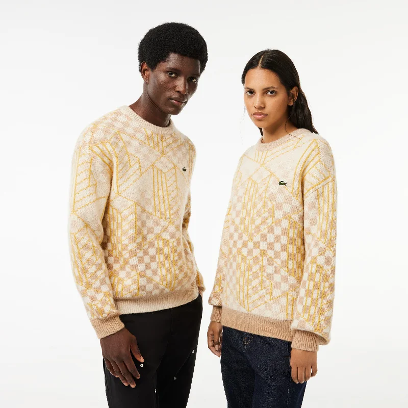 Unisex Monogram Alpaca Sweater Brown / White / Yellow