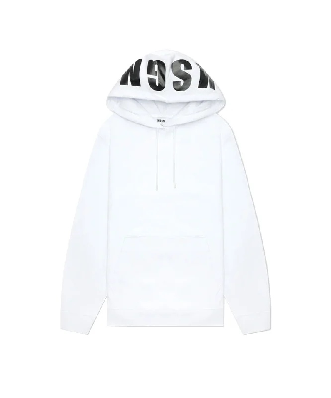 Oversized sweatshirt with a maxi logo print on the hood OPTICAL WHITE