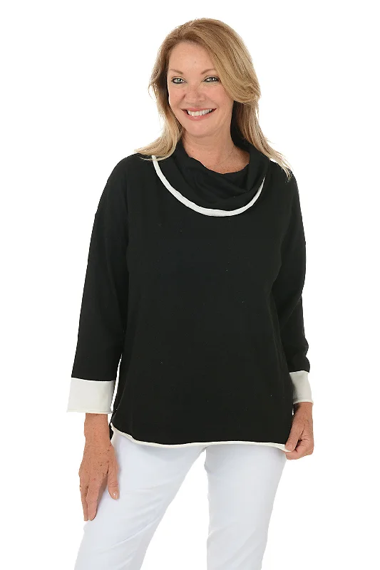 Contrast Trim Cowl Neck Sweater