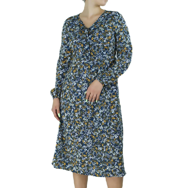 Women's Floral-Print Midi Dress,Navy