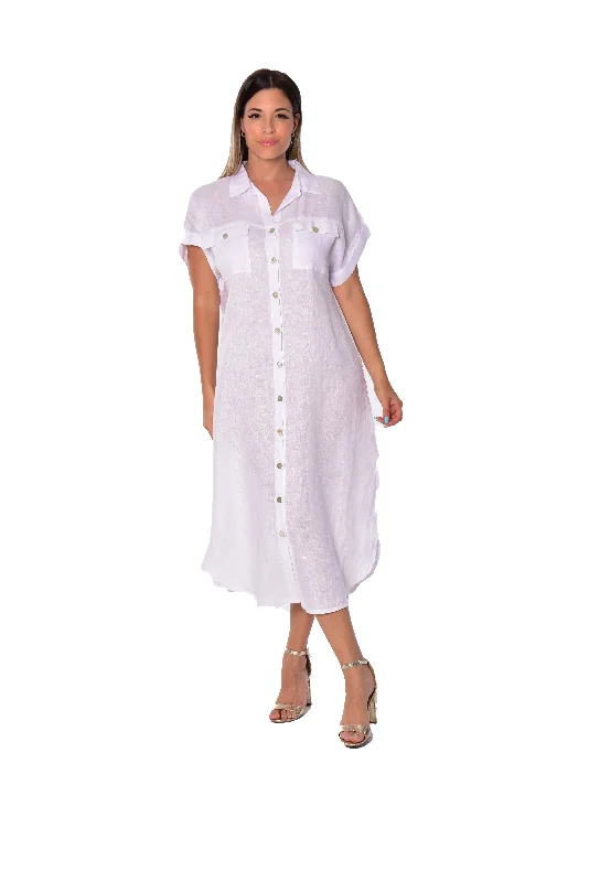 AZUCAR Linen Button Down Dress w/Pockets - LLWD2077