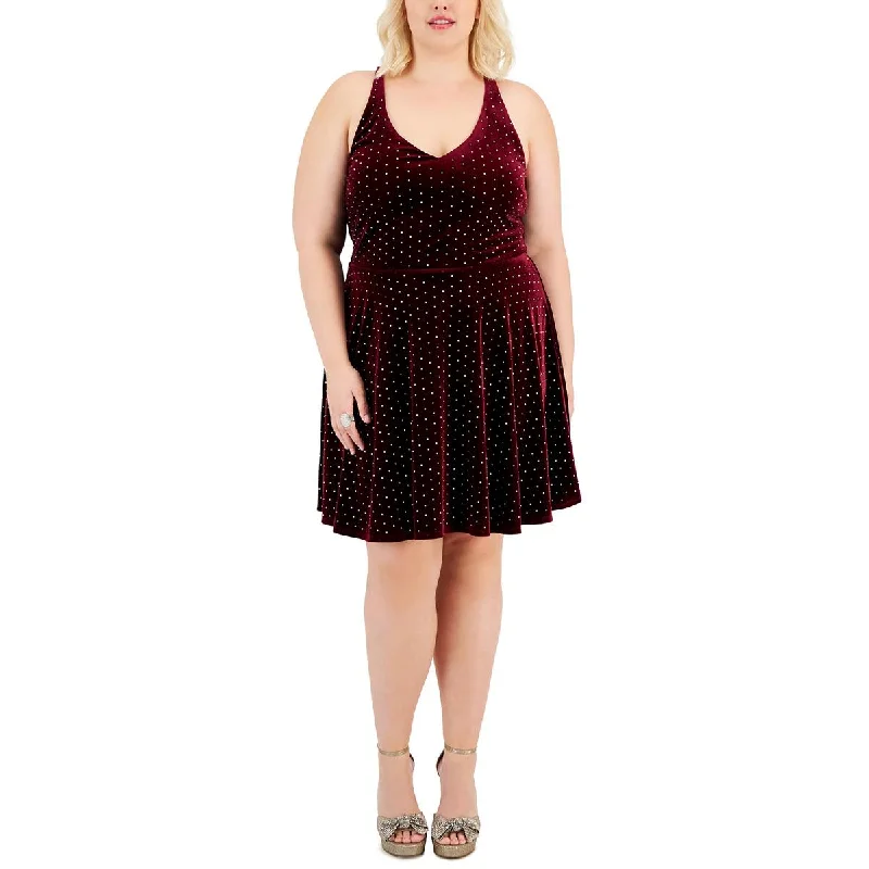 City Studios Womens Plus   Velvet Knee Length Cocktail And Party Dress