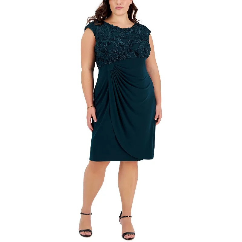 Connected Apparel Womens Plus Embroidered  Cocktail And Party Dress