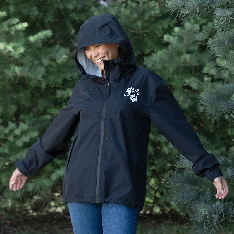 Reflective Paw Print Rain Jacket with Zippered Pockets