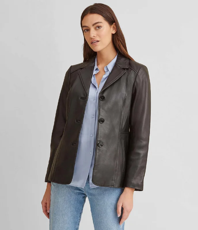 Notch Collar Leather Jacket