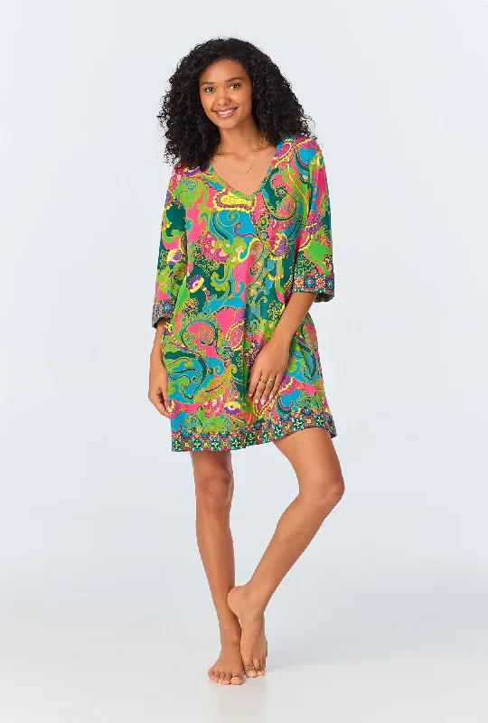 BedHead x Trina Turk Turkish Delight Short Sleeve Stretch Jersey Caftan