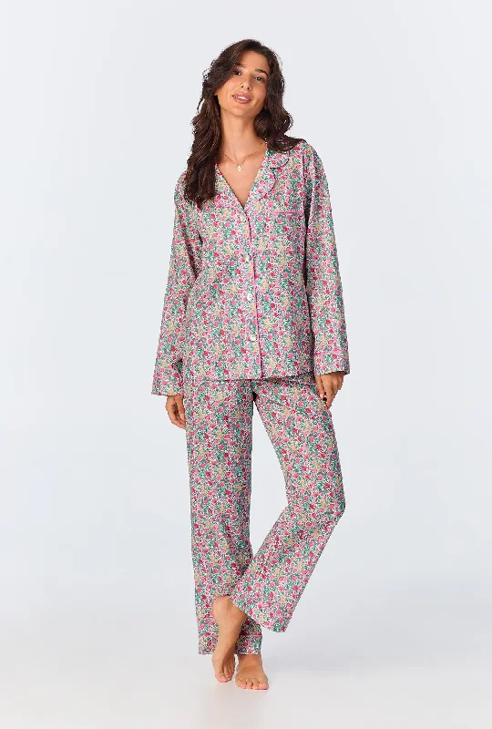 Florence May Long Sleeve Classic Woven Cotton Tana Lawn Long PJ Set Made with Liberty Fabrics